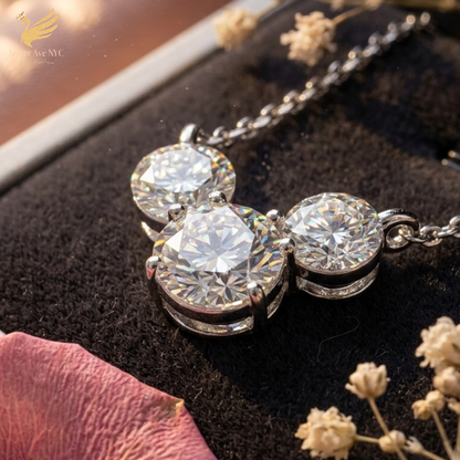 Summit Trio Moissanite Necklace - Amber Avenue NYC