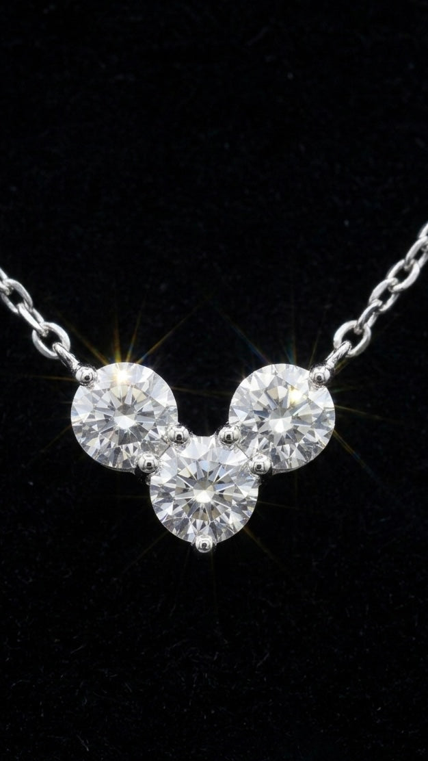 Summit Trio Moissanite Necklace - Amber Avenue NYC