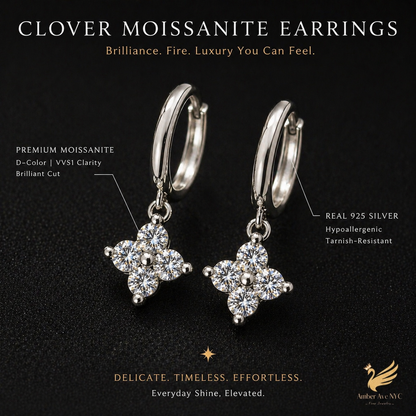 Clover Moissanite Earings - Amber Avenue NYC