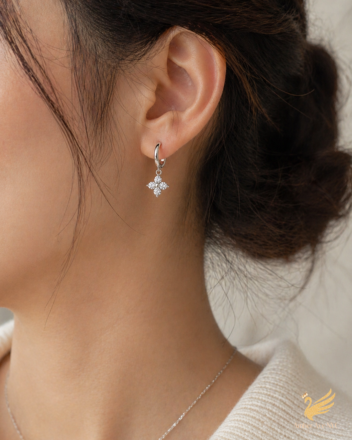 Clover Moissanite Earings - Amber Avenue NYC