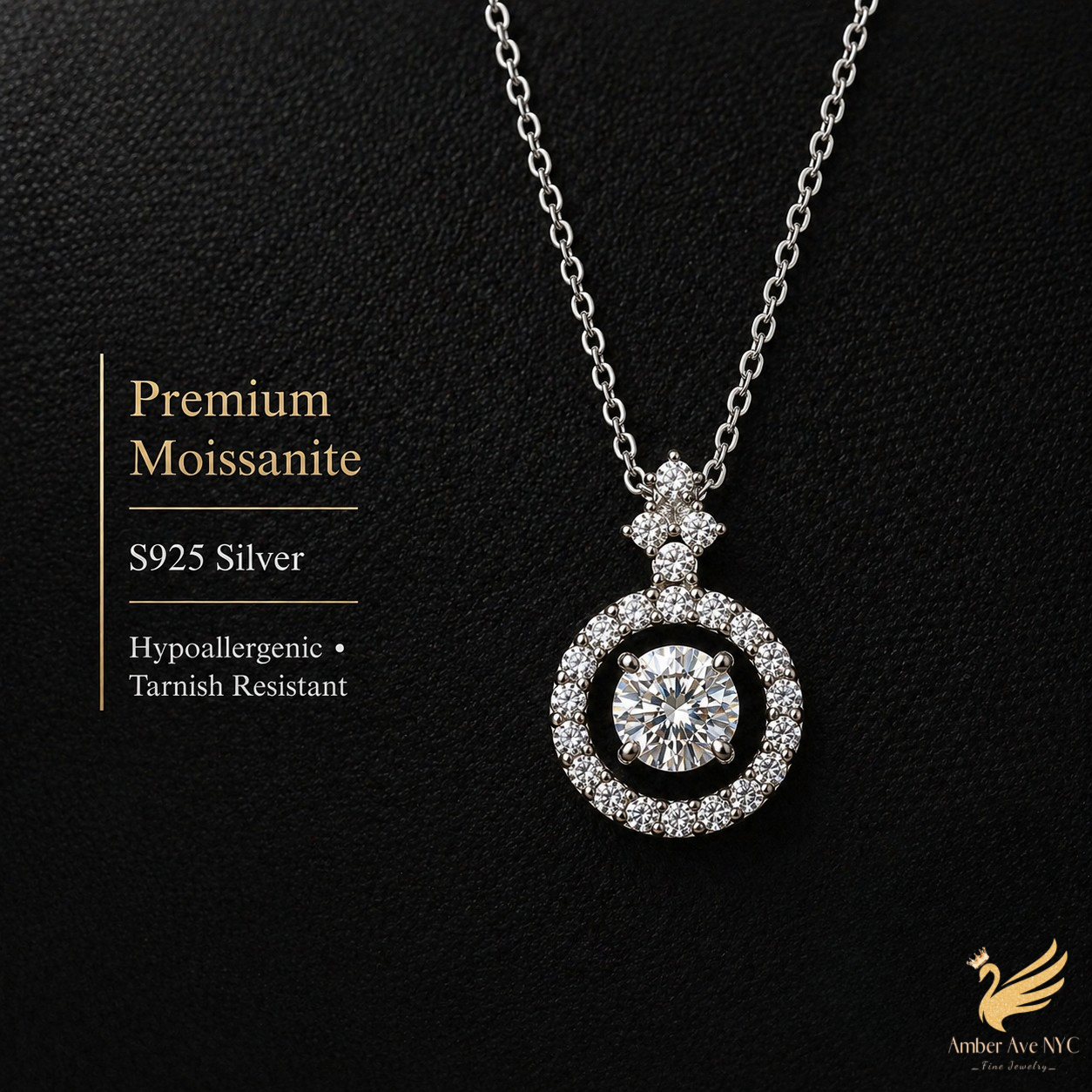 Radiant Halo Pendant Necklace - Amber Avenue NYC