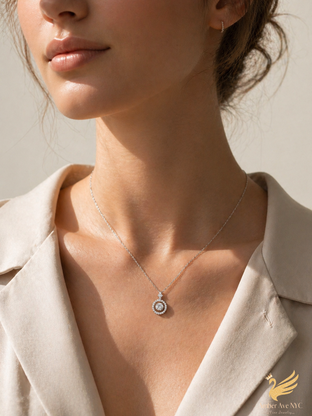Radiant Halo Pendant Necklace - Amber Avenue NYC