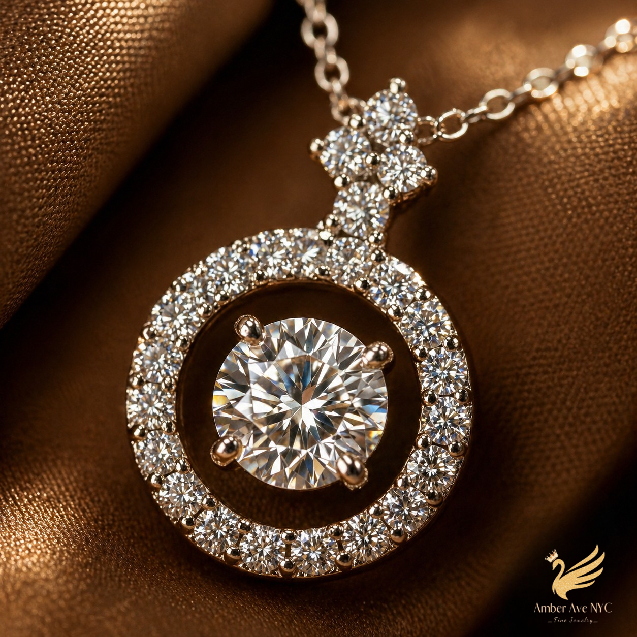 Radiant Halo Pendant Necklace - Amber Avenue NYC