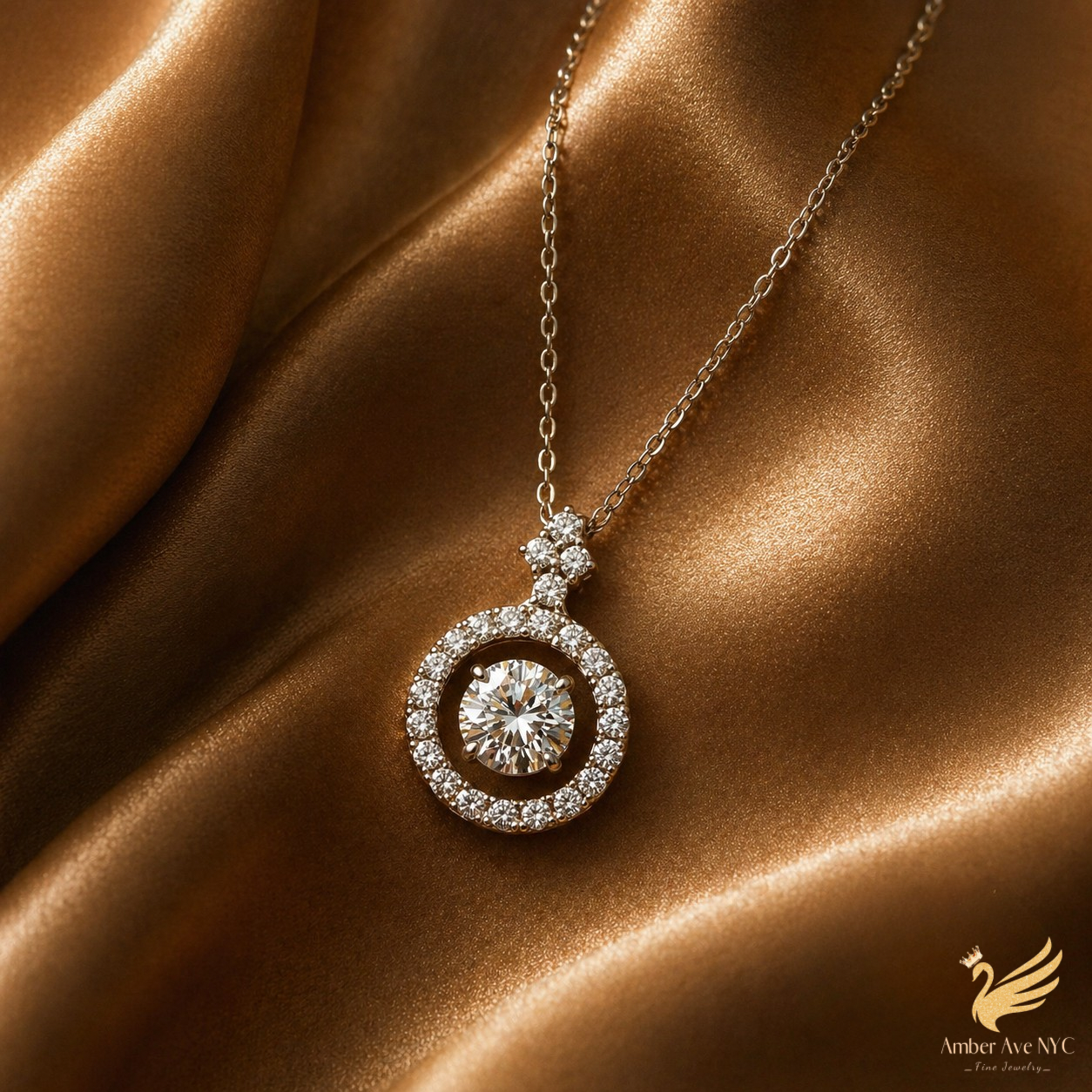 Radiant Halo Pendant Necklace - Amber Avenue NYC