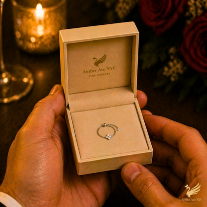 4-Stone Moissanite Chain Ring – Silver - Amber Avenue NYC